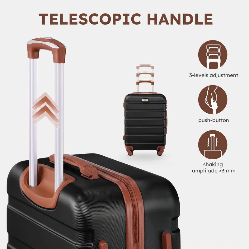 4 Piece Luggage Set ABS Carry On 14 20 Inch Hardside Expandable Duffle Black Tan3