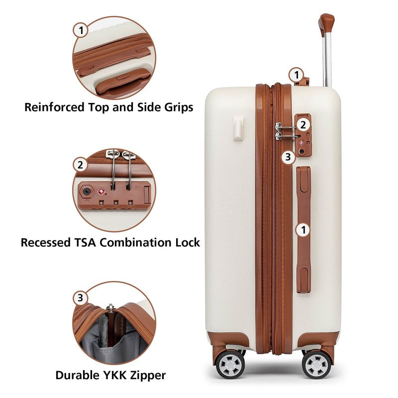 3PCS 20" Carry On Luggage Set TSA Lock Spinner Wheels Travel Suitcases2