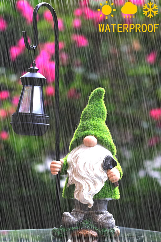 12IN Garden Sculptures & Statues Garden Gnomes Statue with Solar Lights - Outdoo4