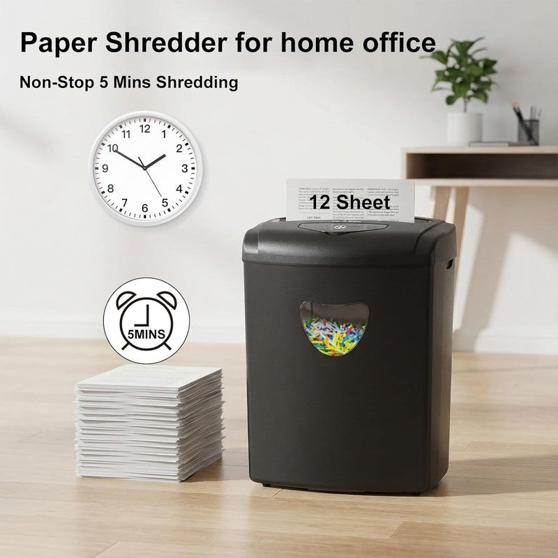 12 Sheet Cross Cut Paper Shredder P 4 5.55Gal Jam Proof Cards/CDs/Staples3