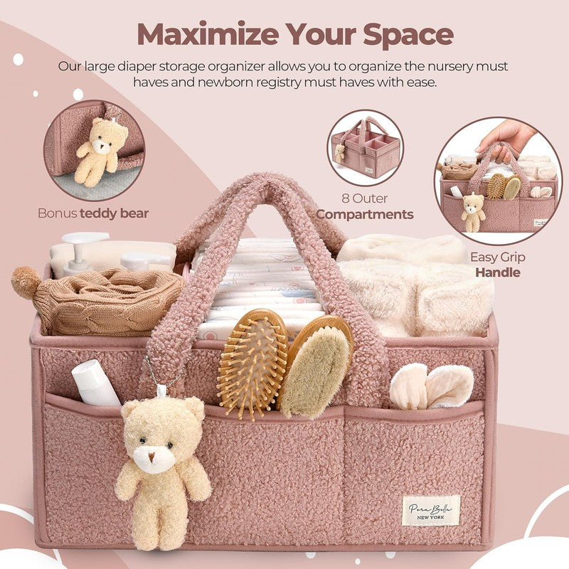 Baby Diaper Caddy Organizer with Handle, Boy & Girl Shower Gift Basket, Portable4