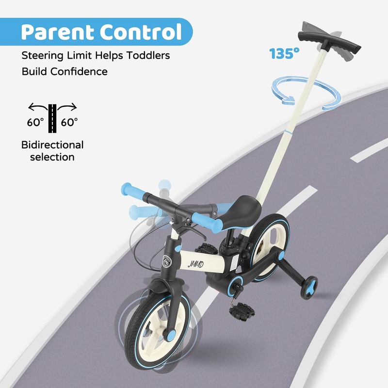 6-in-1 Toddler Bike 12" Balance Bike Push Handle Training Wheels Kids2