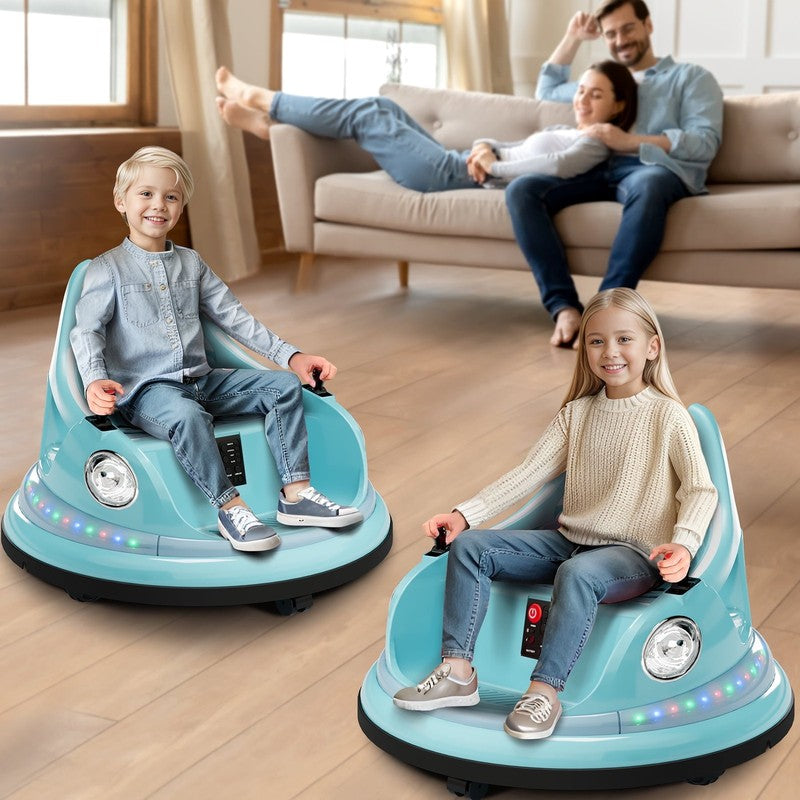 12V Light Blue Toddler Bumper Car 360° Spin Remote Control 5 LED Lights2