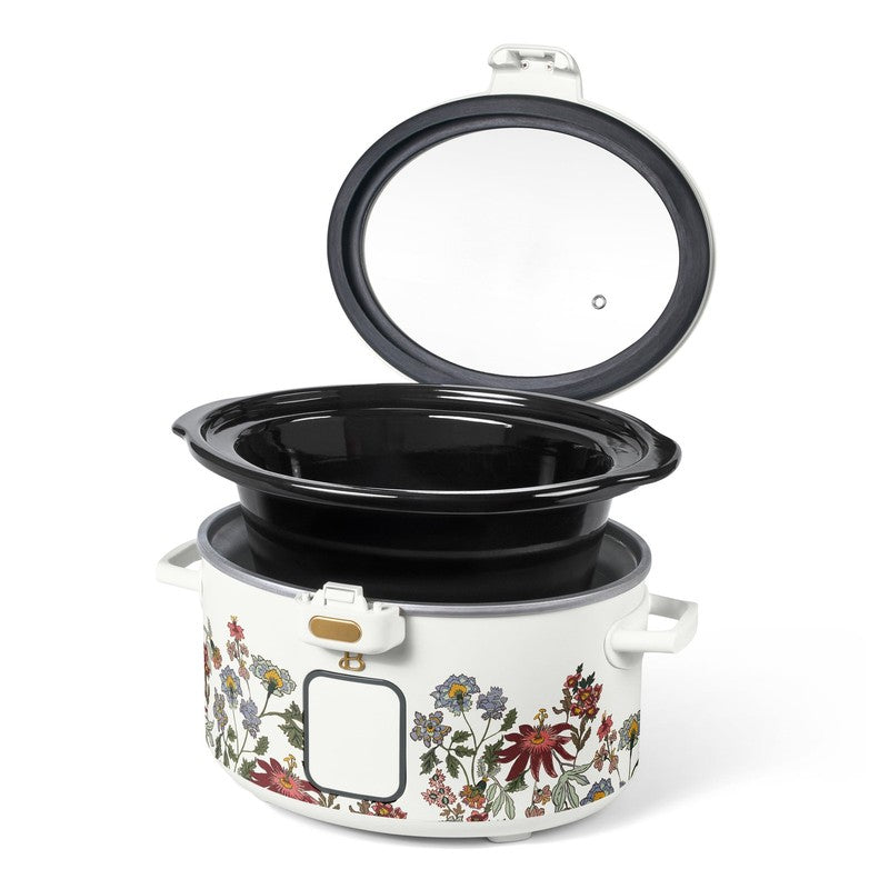 Drew Barrymore 4Qt Digital Slow Cooker Hinged Locking Lid Wildflower White6