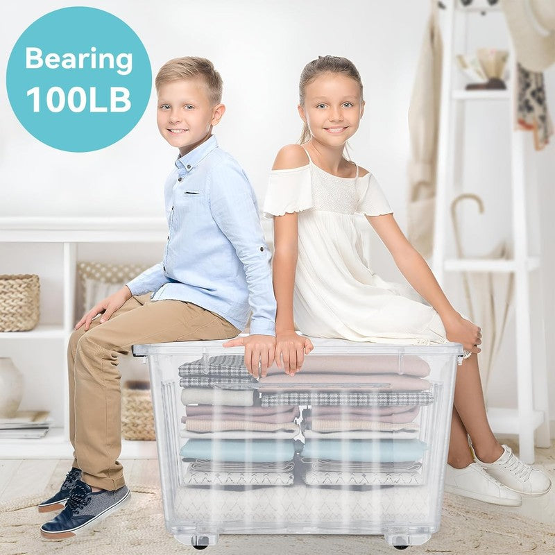 72Qt Clear Plastic Storage Bins w/Lids Stackable Nestable 6 Pack6