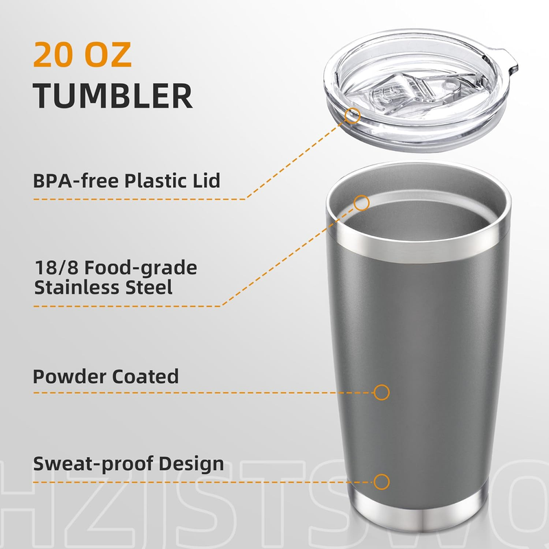 20oz Stainless Steel Tumbler 12 Pack Vacuum Insulated Coffee Cups Gray2