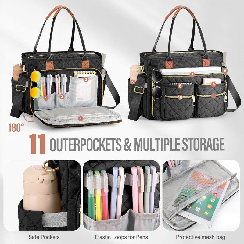 Large Capacity Womens Work Bag Multi-Functional Teacher Tote Bag with Laptop Com1