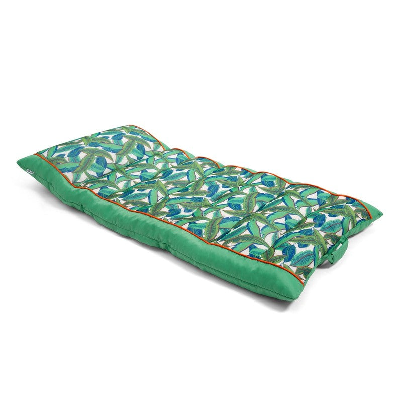 Kona No Inflation Needed Pool Lounger with Headrest, Tropical Palm Green Double 1