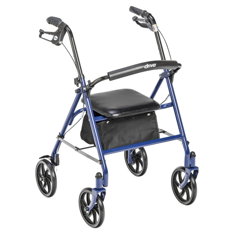 4-Wheel Rollator Walker with Foldable Frame & Removable Back Support – Blue0