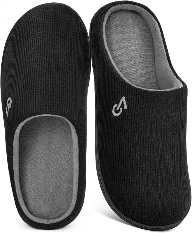 Men'S Two Tone Memory Foam House Slippers Indoor Outdoor Durable Rubber Sole11