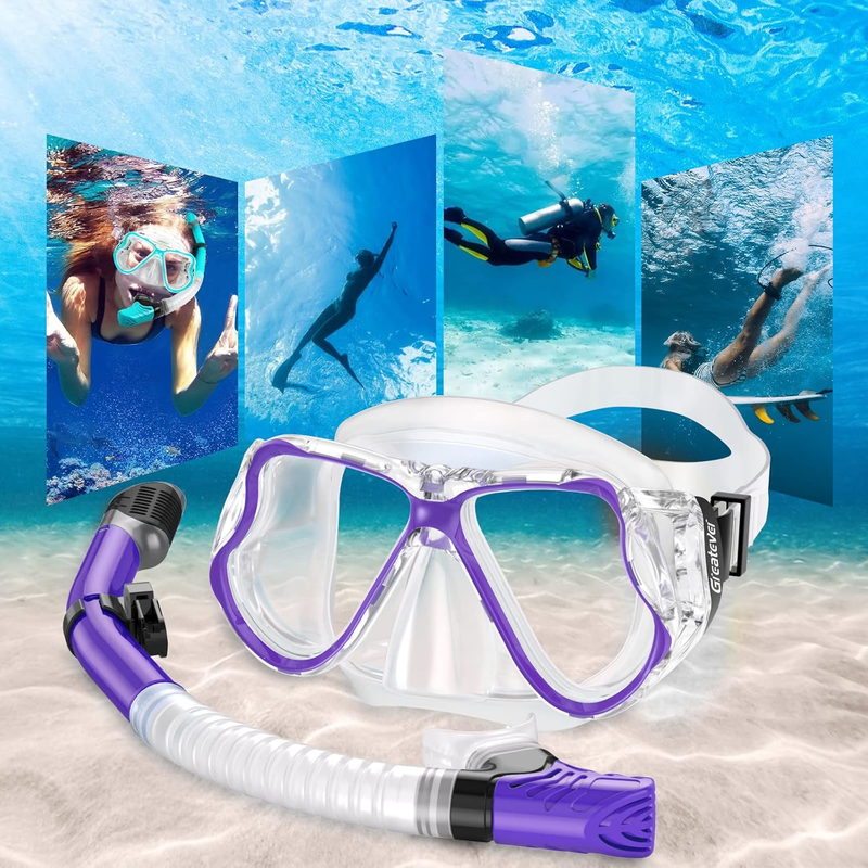 Dry Snorkel Set,Panoramic Wide View Anti-Fog Scuba Diving Mask,Professional Snor6