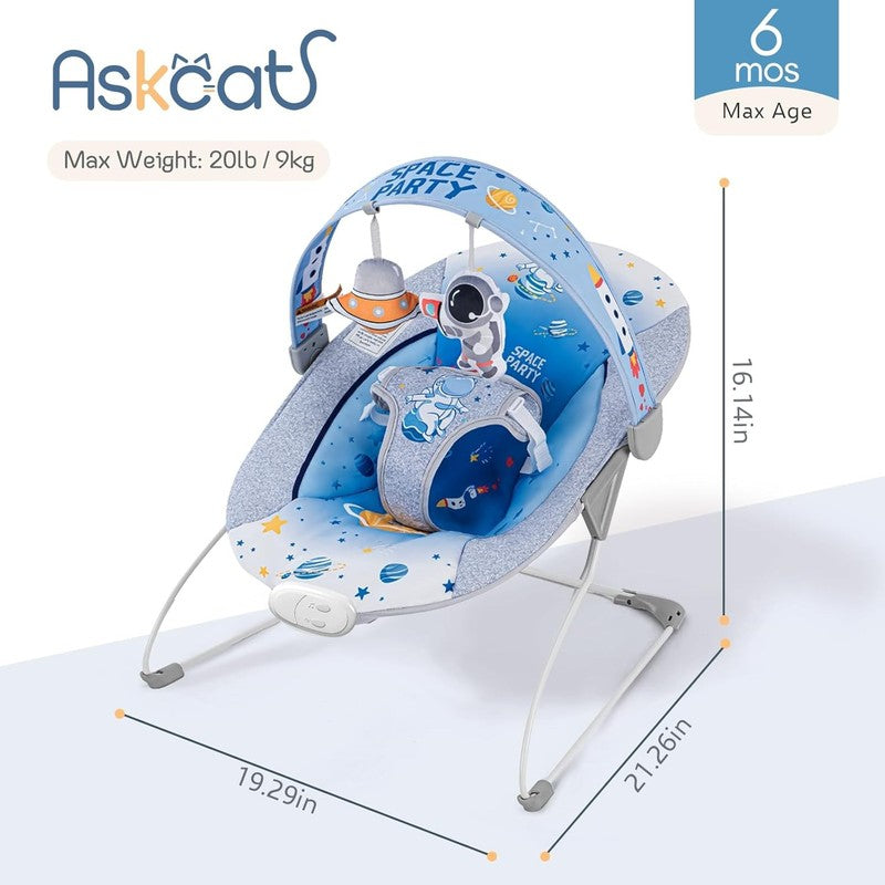 Soothing Baby Bouncer Seat w/ Music Portable Foldable 0 6M Blue1