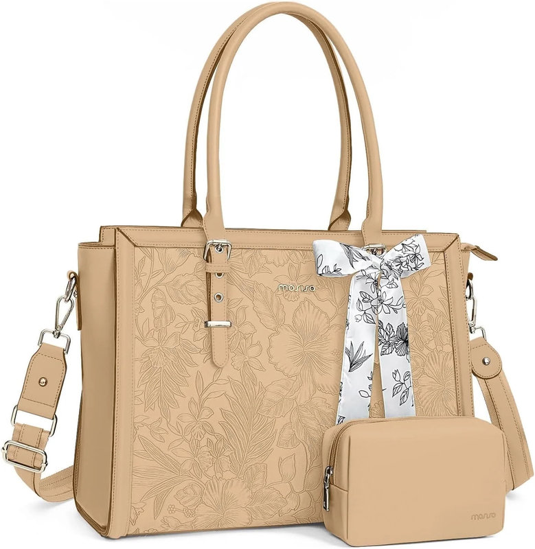 Women Laptop Tote Bag 17–17.3 Inch Waterproof PU Leather Shoulder Bag Antique Gr8