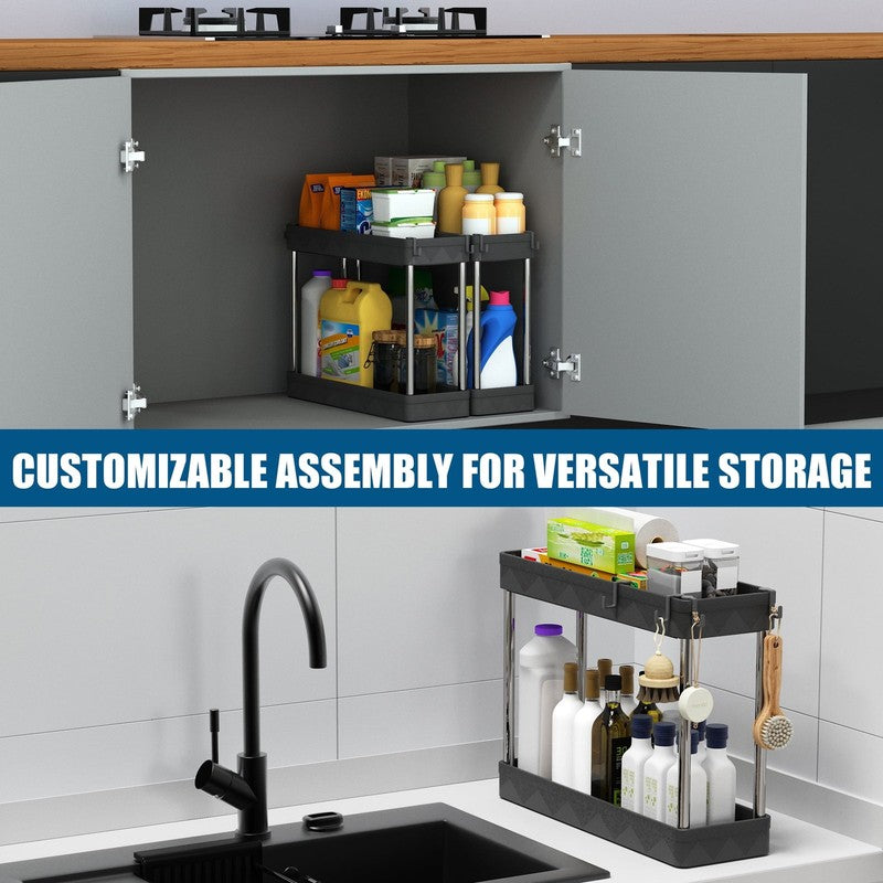 4 Tier Slim Rolling Storage Cart Black, Bathroom Kitchen Laundry Organizer3