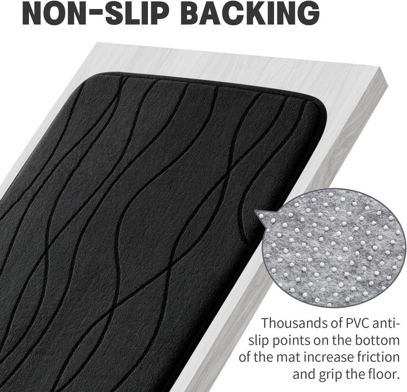 Memory Foam Black Bathroom Rug Sets 5 Piece, Ultra Absorbent Bath Mat for Bathro5