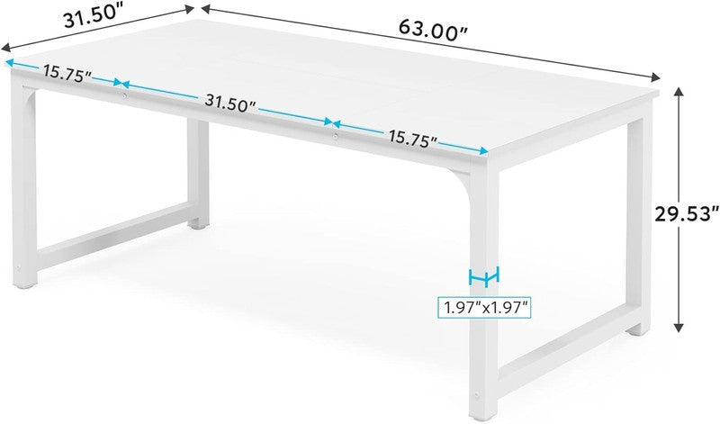 63x31.5'' Modern Computer Desk Large Executive Office Writing Desk White1