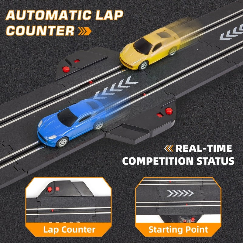 Slot Car Race Track Set for Kids, 20.3Ft Electric Race Car Track Set with 2 High1