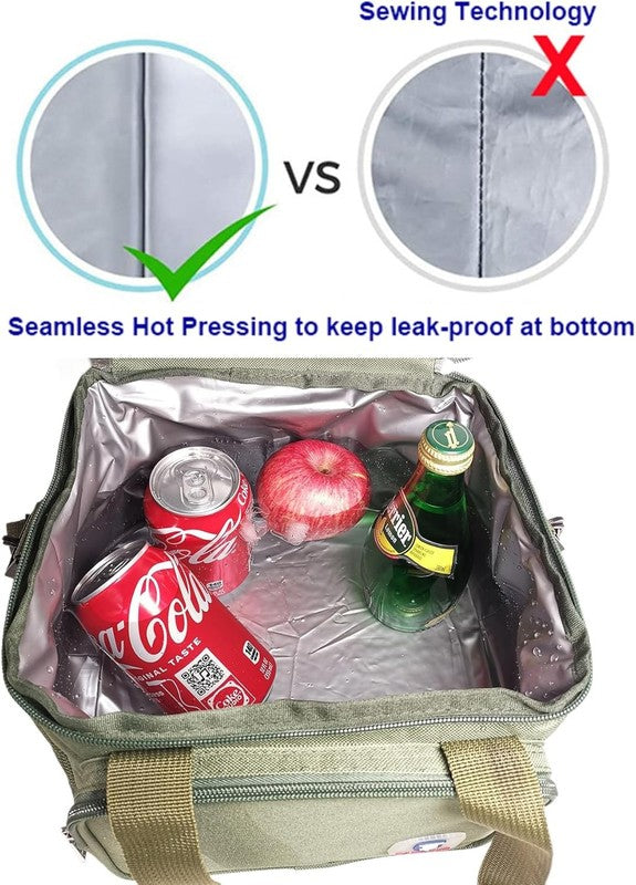 Insulated Lunch Bag Double Deck Lunch Box Picnic Cooling Bag Leakproof Lunchbox 3