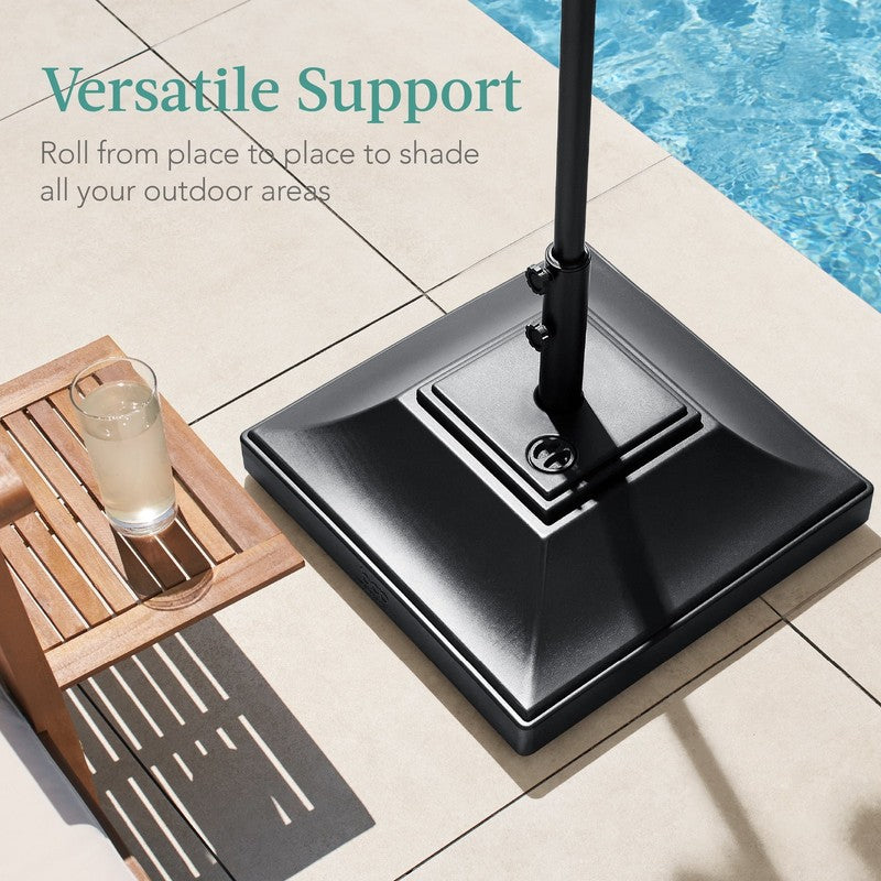 Mobile Umbrella Base, Fillable Heavy-Duty Market Stand W/4 Wheels, 2 Locks, 120L4
