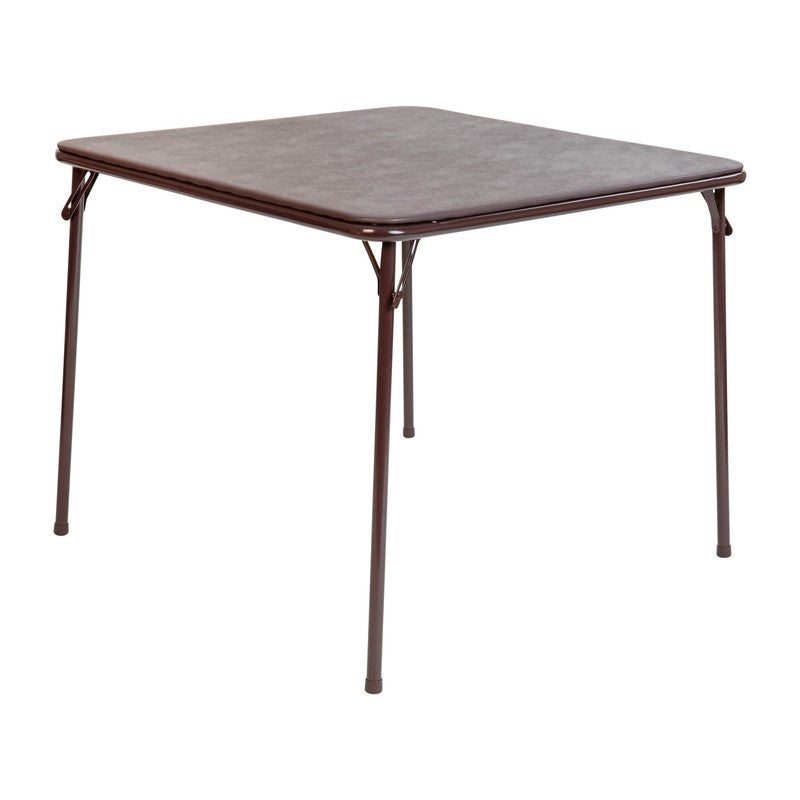 Vinyl Covered Padded Folding Card Table for Game Rooms and Banquets, Brown1