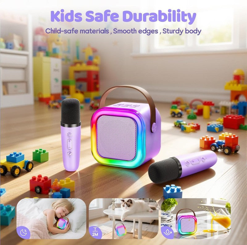 Mini Karaoke Machine for Kids, 2025 Toys Portable MP3 Player w/ 2 Wireless Mics6