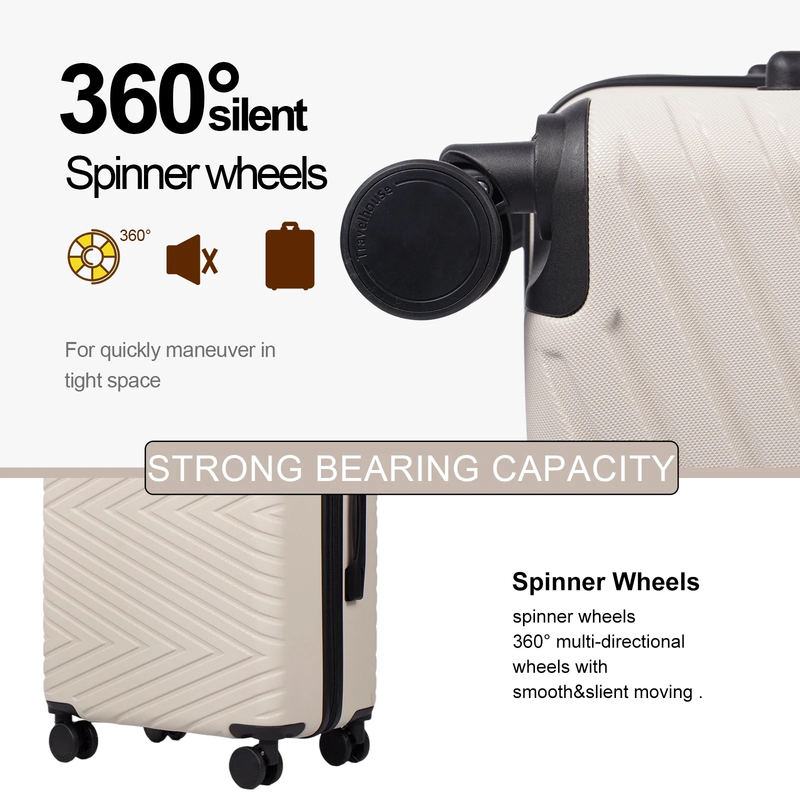 4 Piece Hardshell Luggage Set Hardside Lightweight Suitcase with TSA Lock Spinne5
