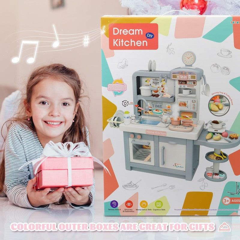 49-Piece Toddler Kitchen Playset，Pretend Food，With Stove, Sink, and Accessories,5