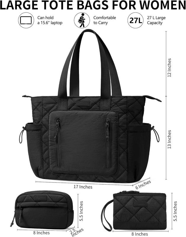 Women’s Puffer Tote Bag Lightweight Quilted Shoulder Handbag Work Laptop Gym1