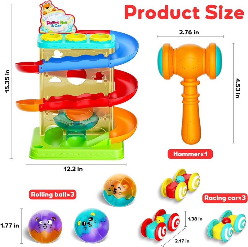 2-in-1 Rolling Ball Car Ramp Toy Toddler STEM Montessori Light Race Track6