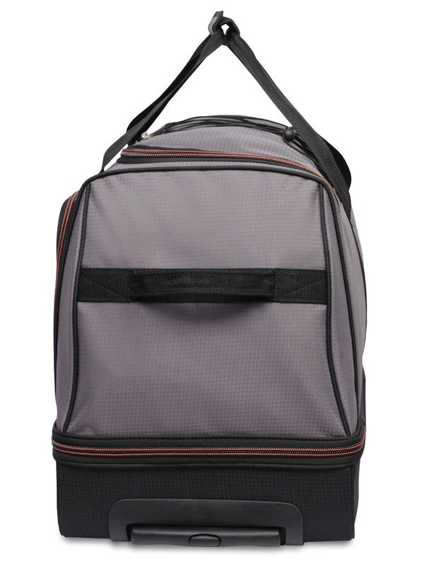 30 in Rolling Drop-Bottom Carry on Duffel Bag for Travel, Black and Gray7