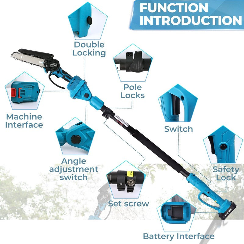 2 in 1 Cordless Pole Saw, 6-Inch Pole Chainsaw Mini Handheld Chainsaw, 15 Ft Ext1