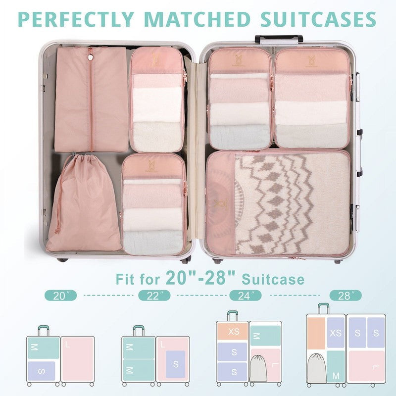 8 Set Expandable Compression Packing Cubes for Travel, See through Mesh Travel P8