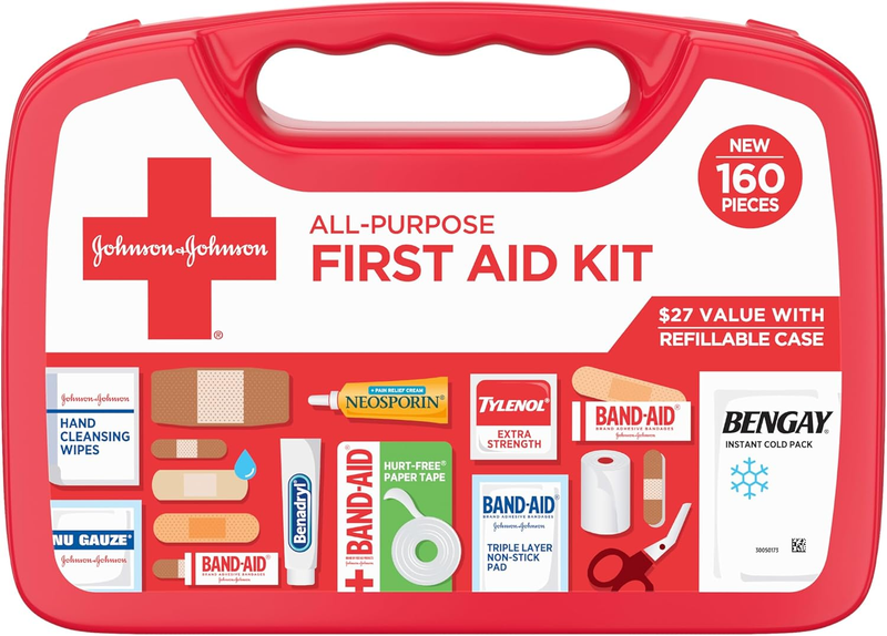 BAND AID 160 Piece First Aid Kit Portable Travel Home Car Camping Kit10