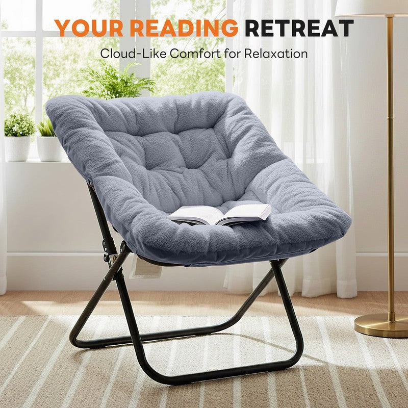 Comfy Chair for Adults, Soft Faux Fur Folding Lounge for Bedroom Living Room Dor2