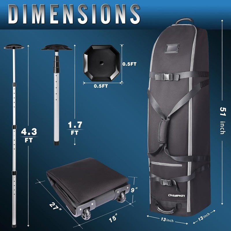Premium Soft Padded Golf Travel Bag Airline Ready Oxford Fabric Oversized Wheels8
