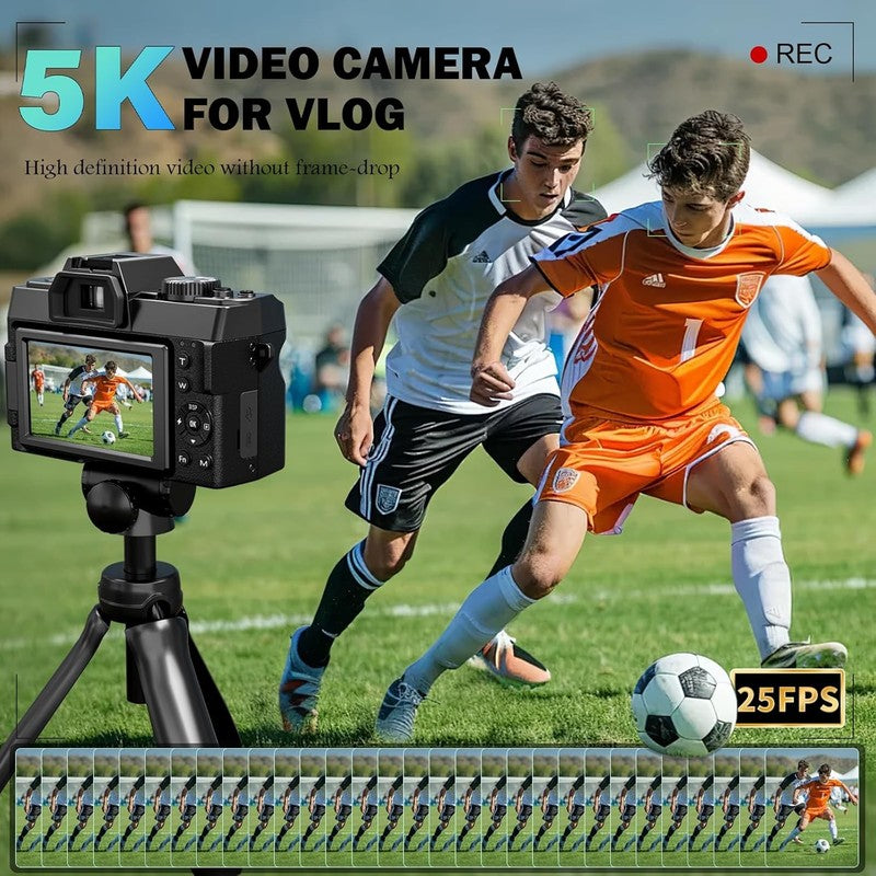 5K Digital Camera 64MP Vlogging 16X Zoom WiFi Wide & Macro Lens Anti-Shake Black2