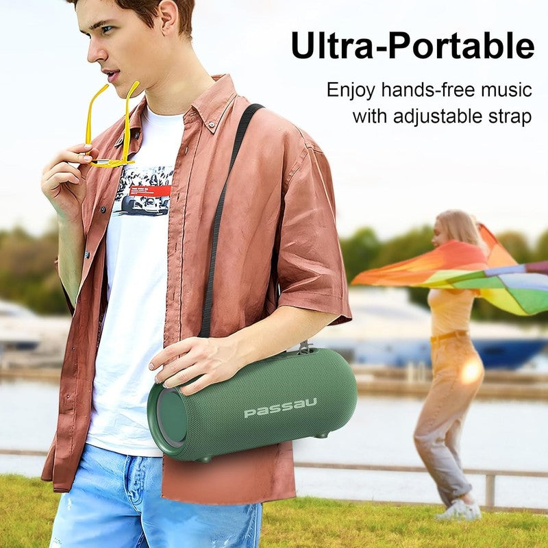 40W Bluetooth Speaker, Deep Bass, IPX5, RGB Lights, All-Day Playtime, Green3