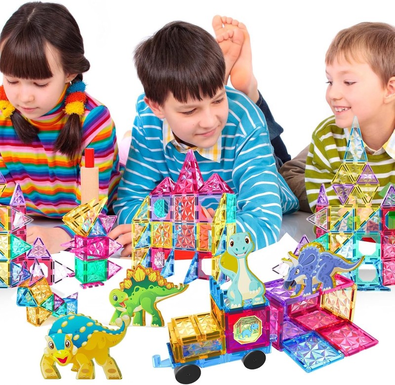 110PCS Magnetic Tiles Building Blocks STEM Toy Educational Kit Ages 3–9+4