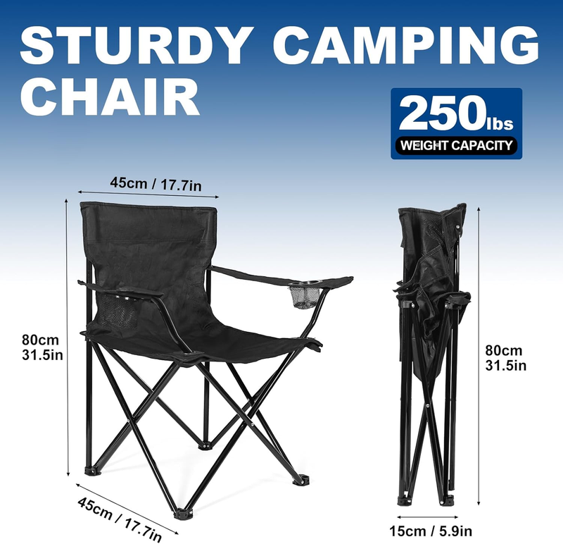 2 Pack Camping Chairs Foldable Portable 250lb w/ Carry Bag Beach Picnic2