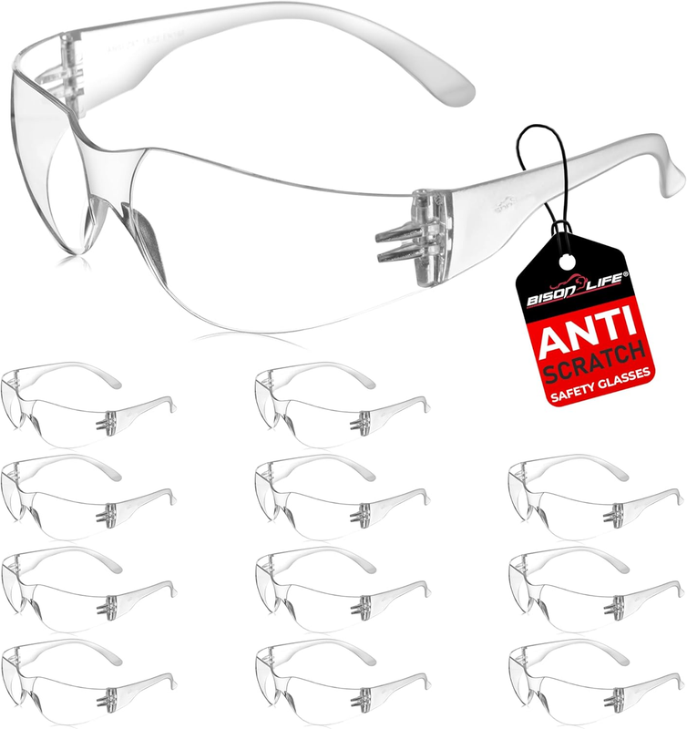Safety Glasses   Scratch Resistant Wrap around Eyewear, Polycarbonate ANSI Z87.110