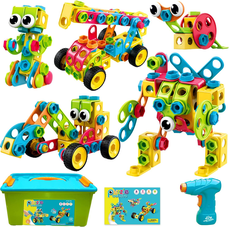 195PCS STEM Building Blocks Educational Toy w Storage Box Ages 3–109