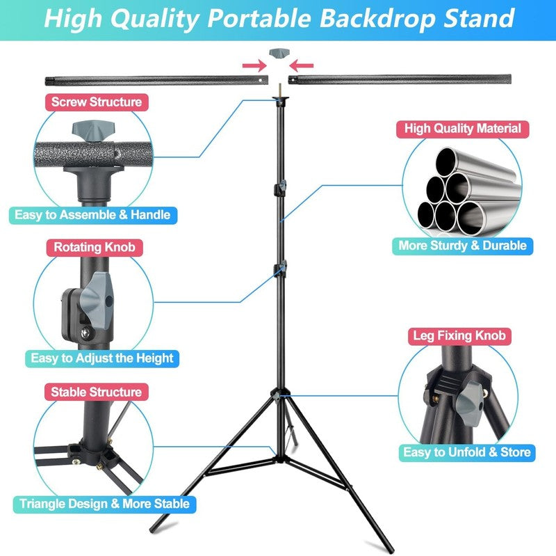 Green Screen Backdrop Kit with Stand, 5X6.5Ft Portable Green Screen Backdrop wit1
