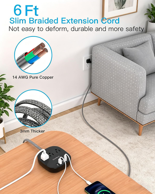 Cruise Approved Power Strip 3 Outlets 4 USB 2 USB C 6FT Black5