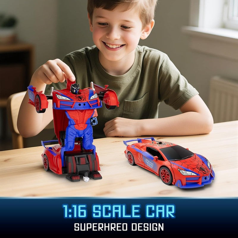Spider Toys for Boys 4-6, Remote Control Car, One-Button Transform Superhero Toy4