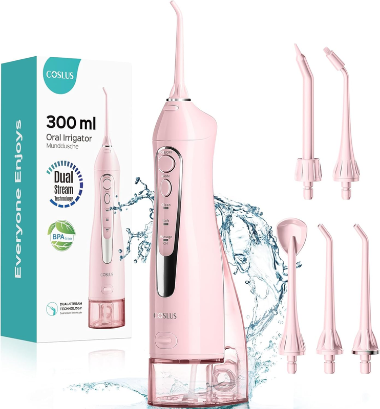 Portable Cordless Water Flosser - Rechargeable IPX7 Teeth Cleaner in Pink10