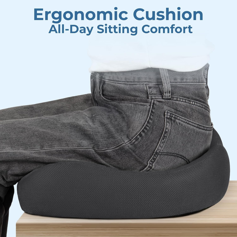 Memory Foam Seat Cushion Tailbone Pain Relief Coccyx Sciatica Gray3