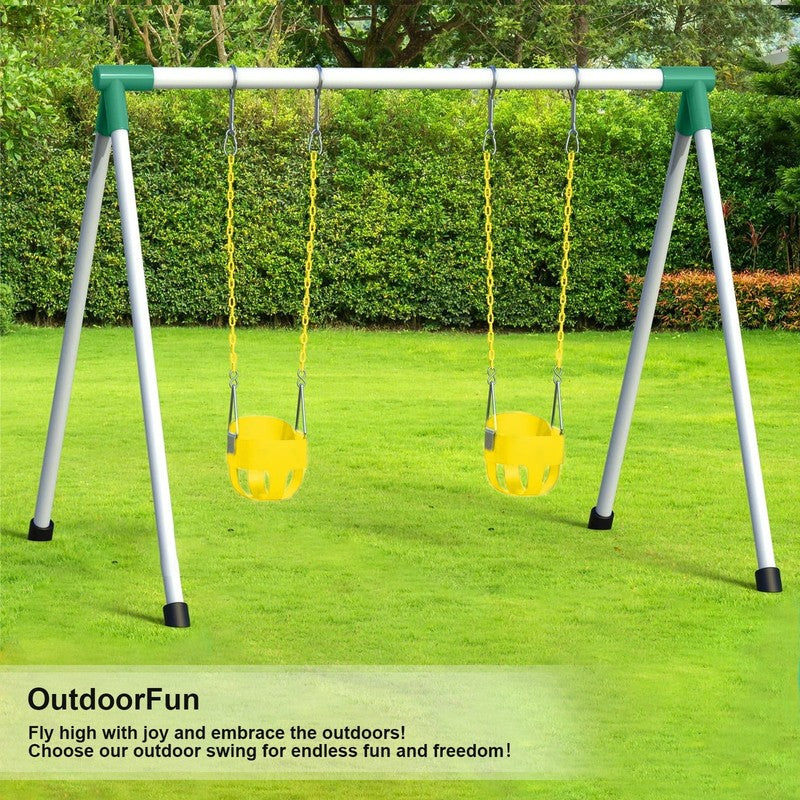 Baby Swing High Back Toddler Bucket Seat w/ Coated Chains & Carabiners, Yellow6