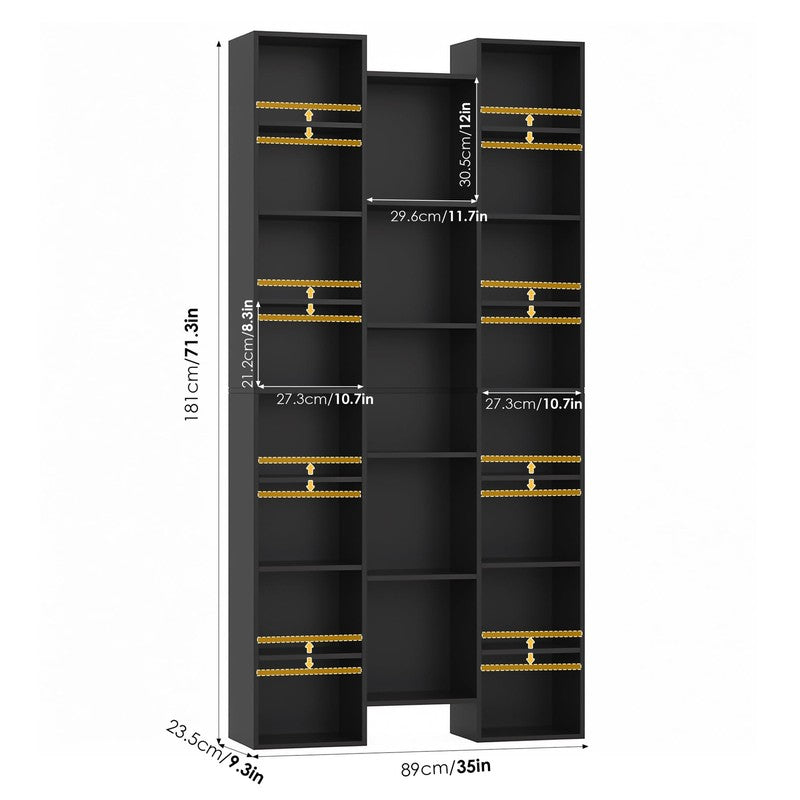 21-Cube Bookcase and Bookshelves with Adjustable Shelves, 71.3'' Triple Width Op1