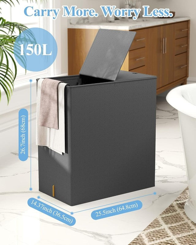 150L Laundry Hamper with Lid, Gray6