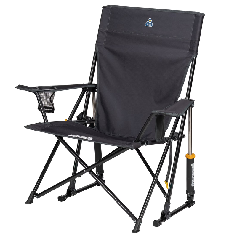 Comfort Pro Rocker Foldable Rocking Camp Chair with Solid Backrest,  Charcoal1